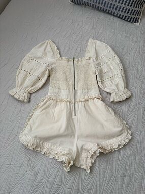SEA New York Cream Puff-Sleeve Romper